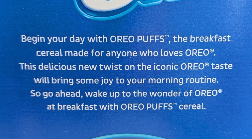 Oreo Puffs Review – Box Back